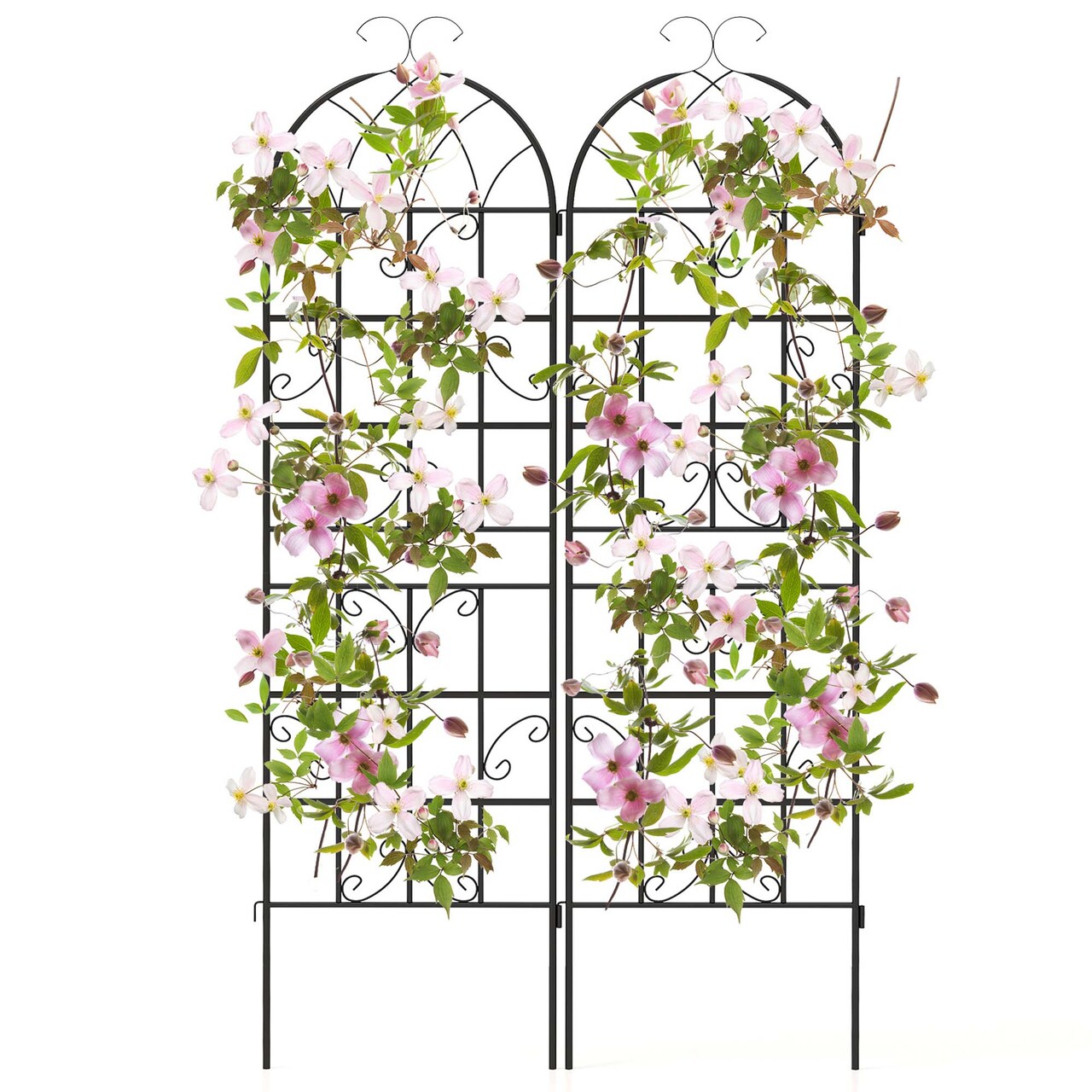 Costway 71" Tall Metal Garden Trellis for Climbing Plants 2/4 Pack Fence Panels Retro